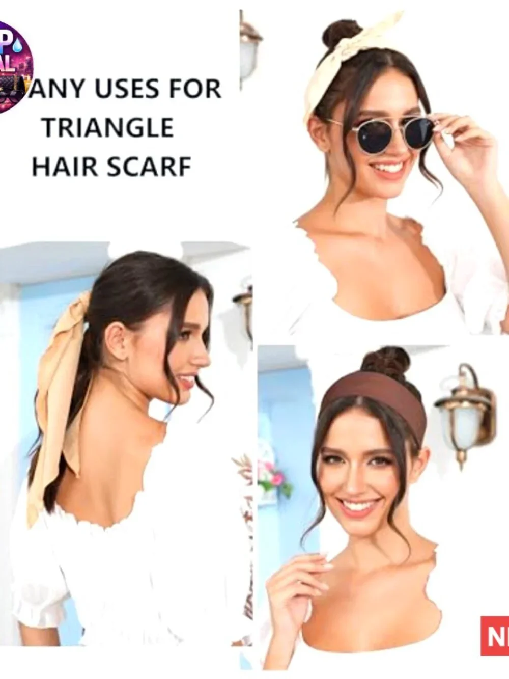 Polyester Tie-Back Triangle Head Scarf Bandana Set of 3